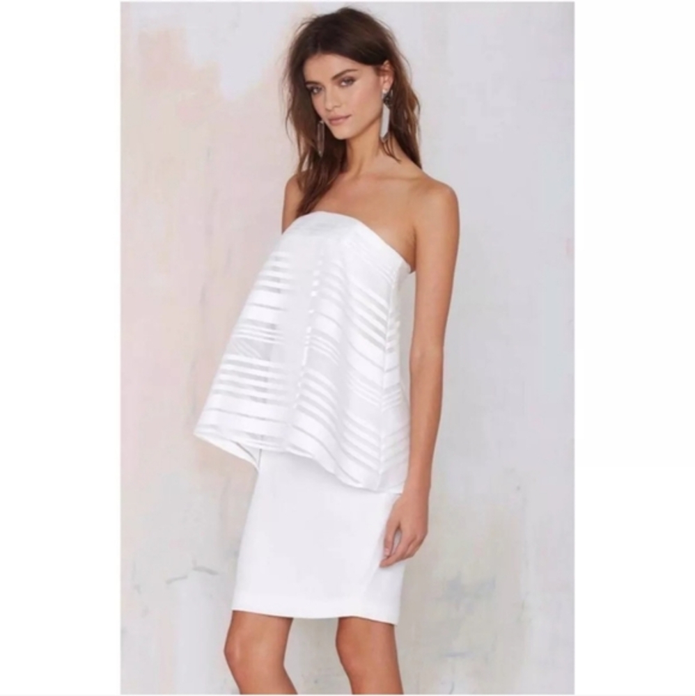 Cameo Women's Ivory Strapless Overlay Mini Sheath Dress Size S Small NWT